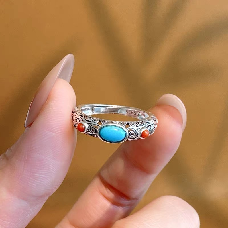 AliExpress Vintage Pattern Simulated Diamond 925 Silver Ring, view 3