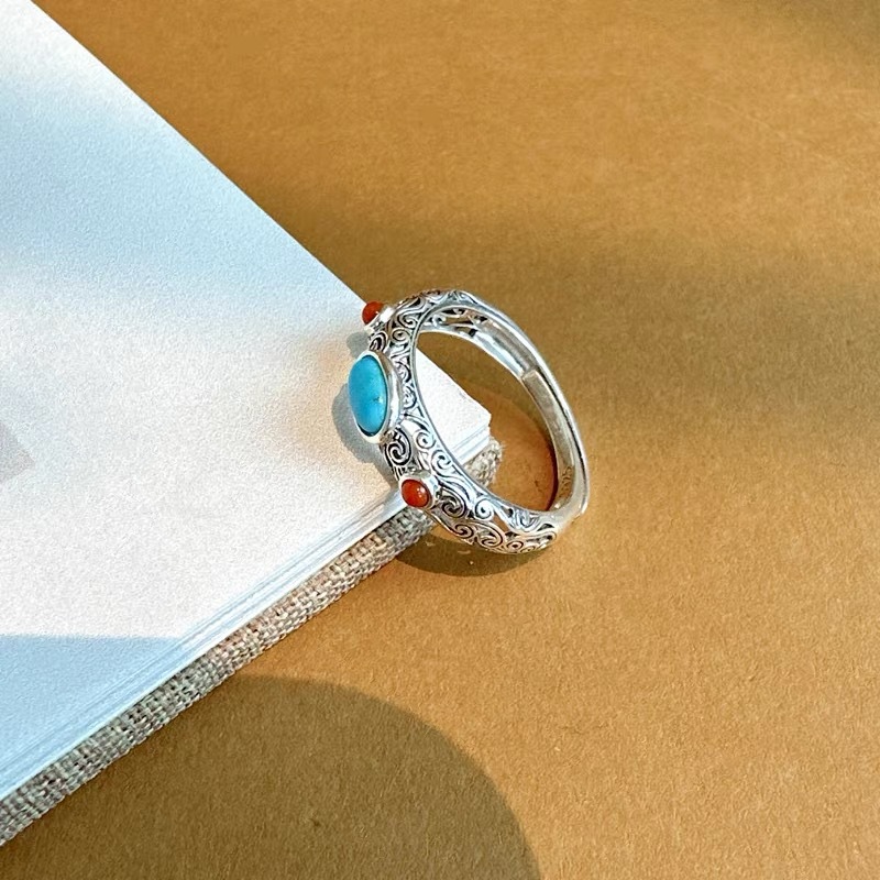 AliExpress Vintage Pattern Simulated Diamond 925 Silver Ring, view 4