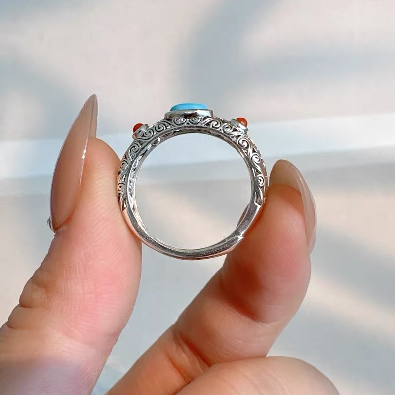 AliExpress Vintage Pattern Simulated Diamond 925 Silver Ring, view 5