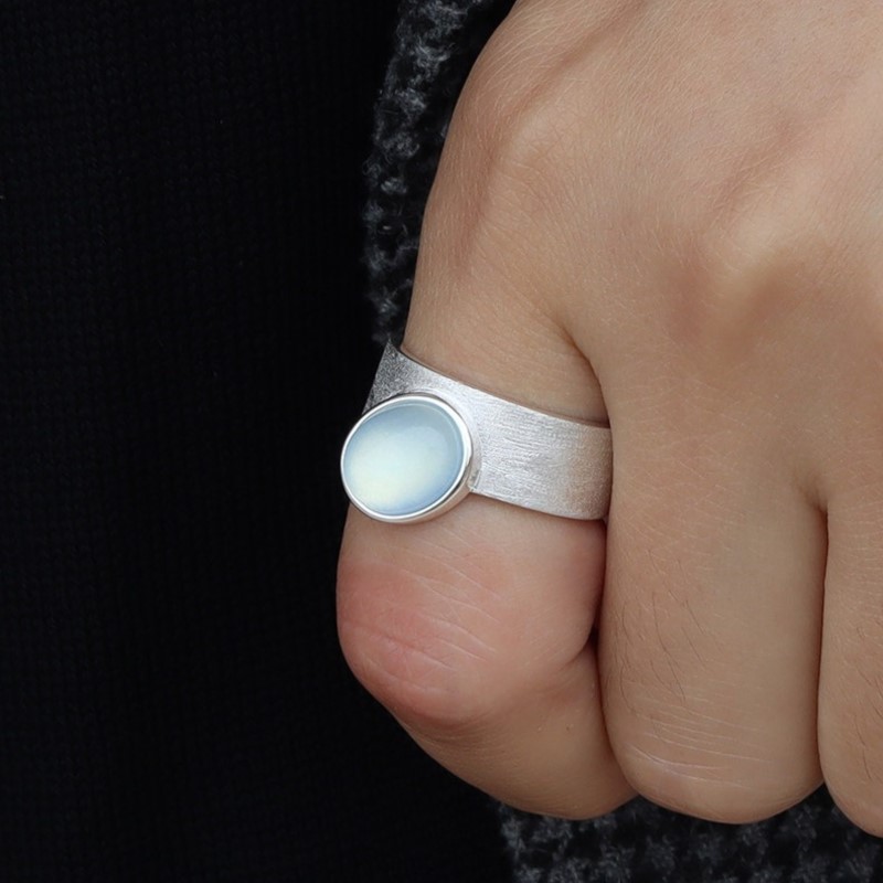 AliExpress 925 Sterling Silver Moonstone Minimalist Ring, view 3