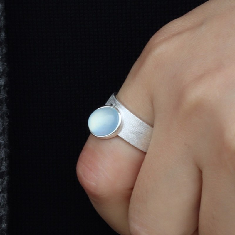 AliExpress 925 Sterling Silver Moonstone Minimalist Ring, view 4