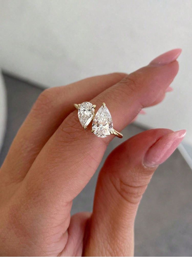 AliExpress 925 Silver Pear CZ Water Drop Ring for Women, view 3