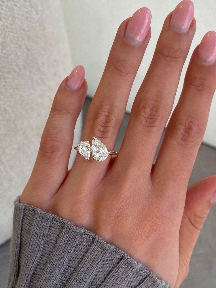 AliExpress 925 Silver Pear CZ Water Drop Ring for Women, view 4