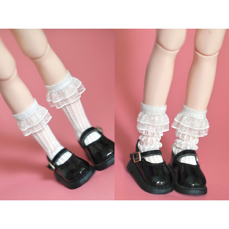AliExpress A Pair of Blyth Doll Lace Socks Cute Long White Sock for Blythe Licca Azone OB24 Pullip 1/6 Dolls Accessories Outfit Gifts, view 2