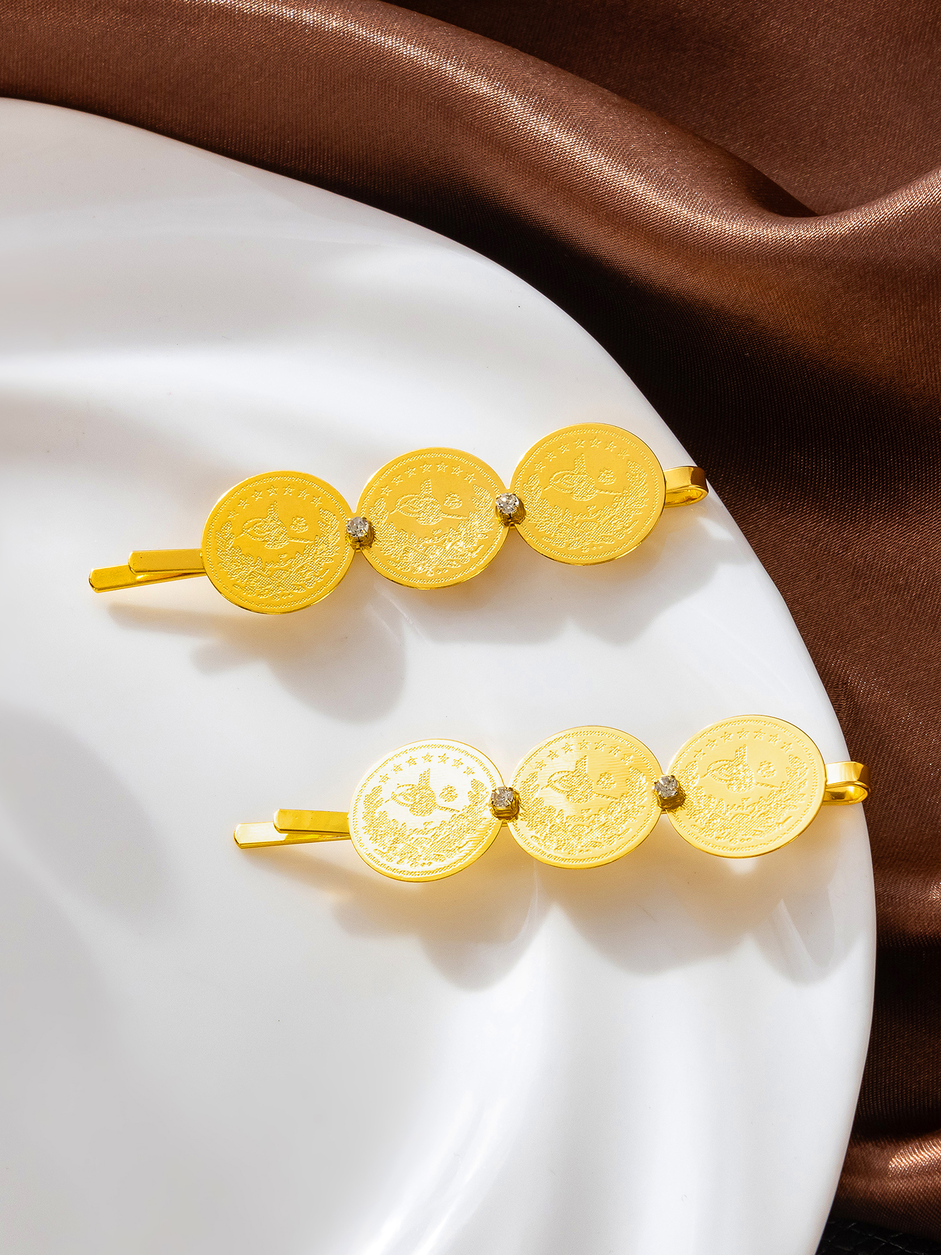 AliExpress A Pair Of Fashionable Hairpin Coin Tassel Gold Simple-edge Clip Ladies' Accessory Single Clip, view 4