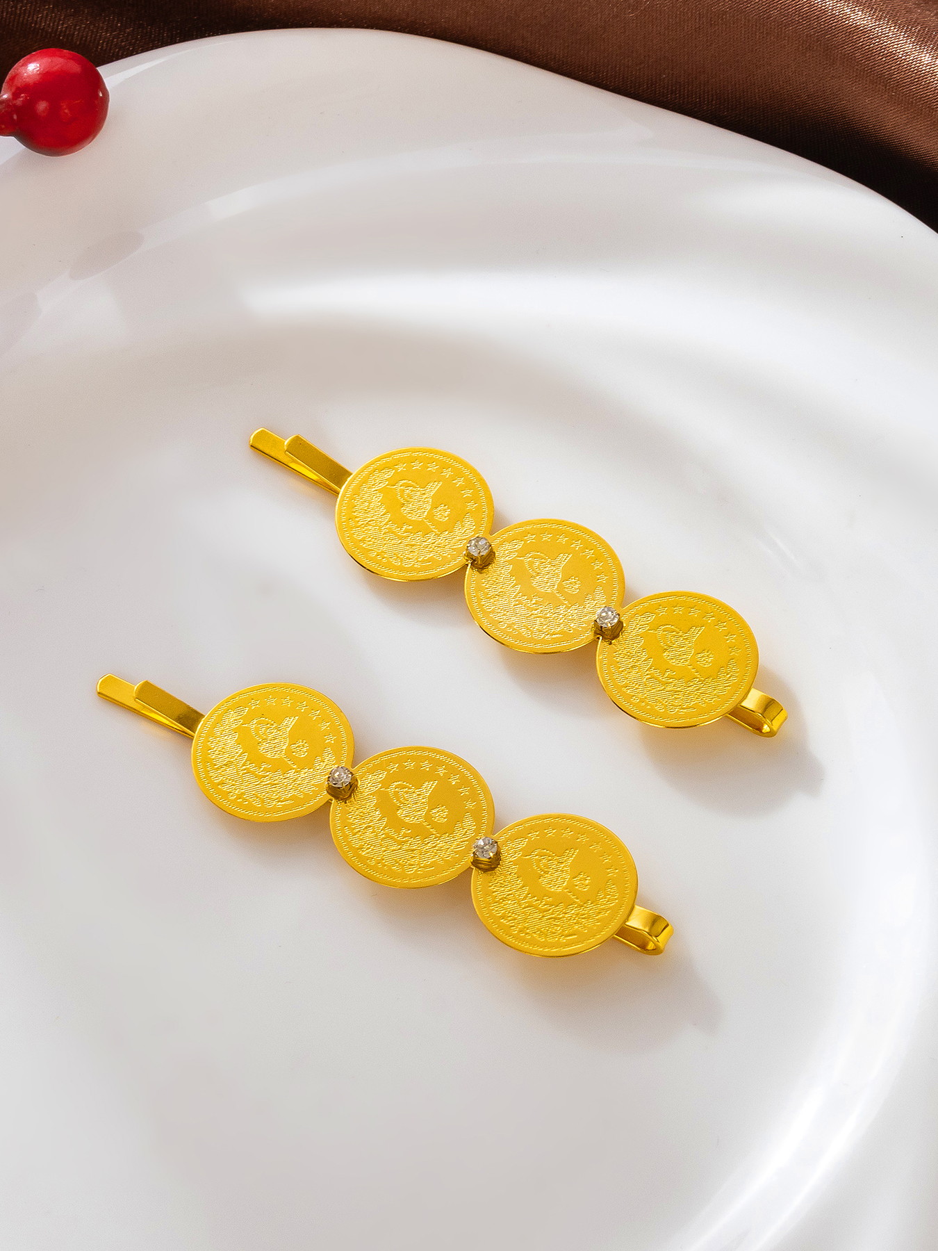 AliExpress A Pair Of Fashionable Hairpin Coin Tassel Gold Simple-edge Clip Ladies' Accessory Single Clip, view 5