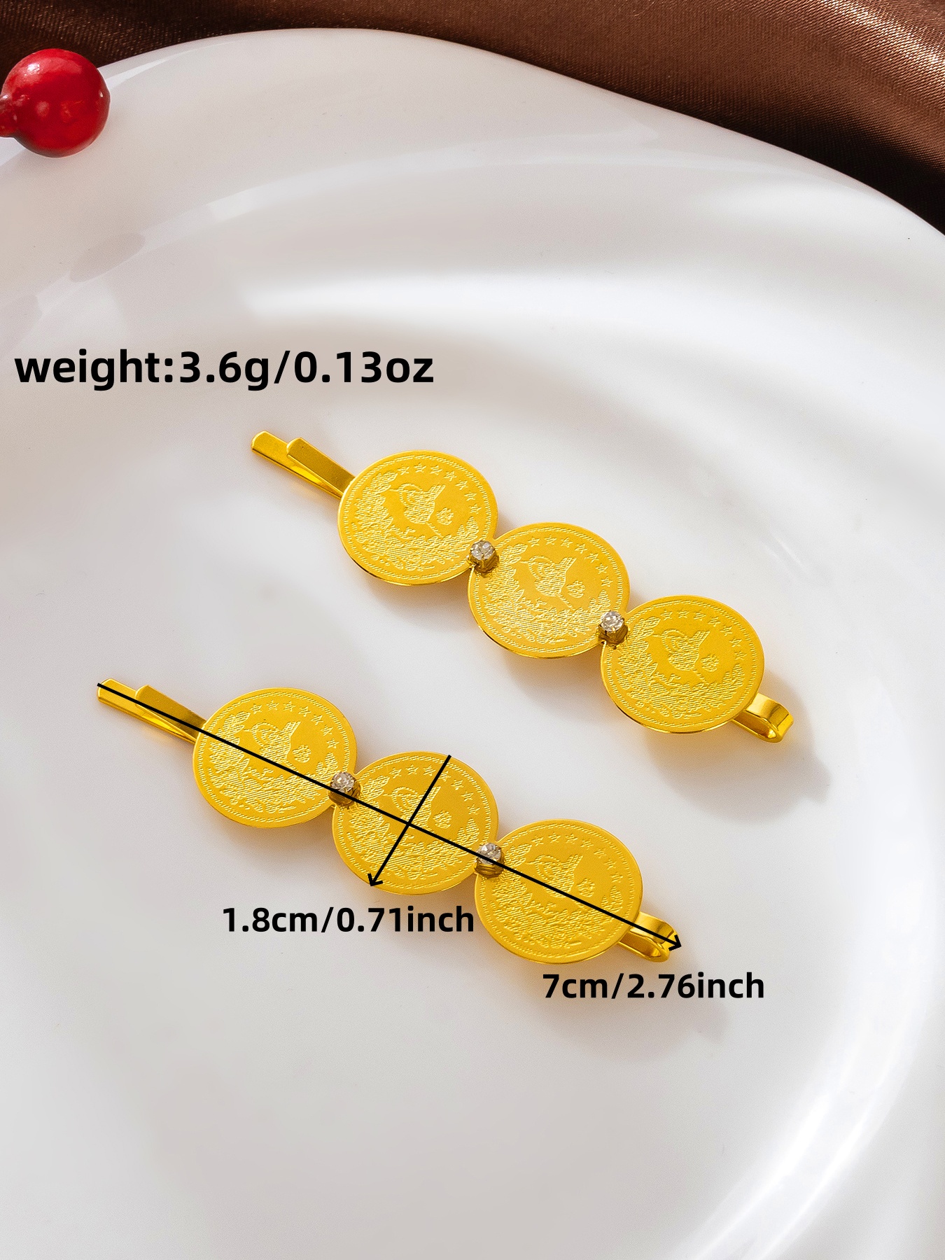AliExpress A Pair Of Fashionable Hairpin Coin Tassel Gold Simple-edge Clip Ladies' Accessory Single Clip, view 6