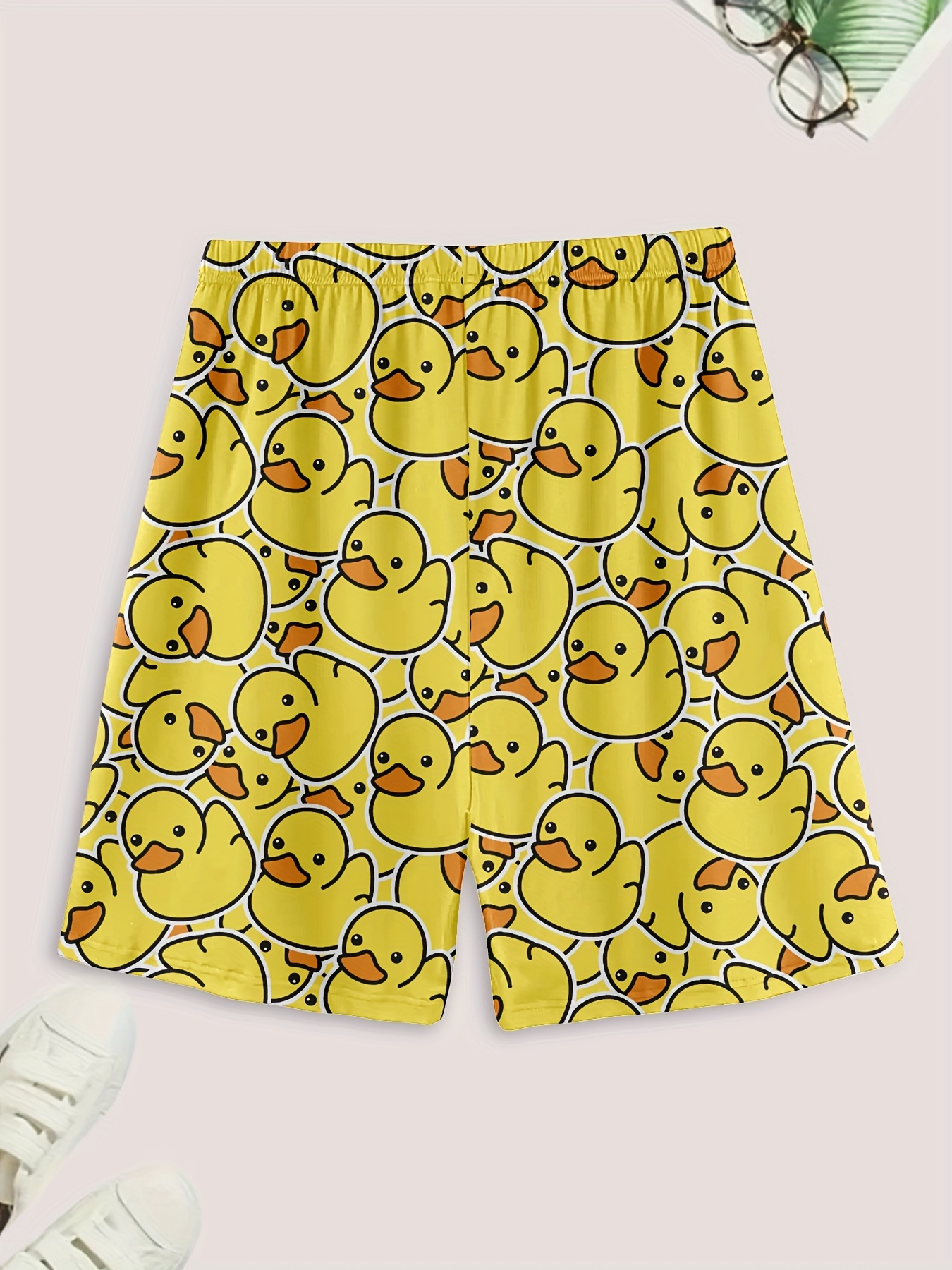 AliExpress A set of duck printed casual pajamas and home clothes, duck printed shorts, and a T-shirt with a duck pattern, comfortable summe, view 5