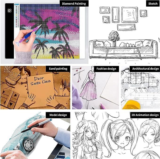 AliExpress A3/A4/A5 Three Level Dimmable Led Light Pad Drawing Board Pad Tracing Light Box Eye Protection Easier for Diamond Painting, view 5