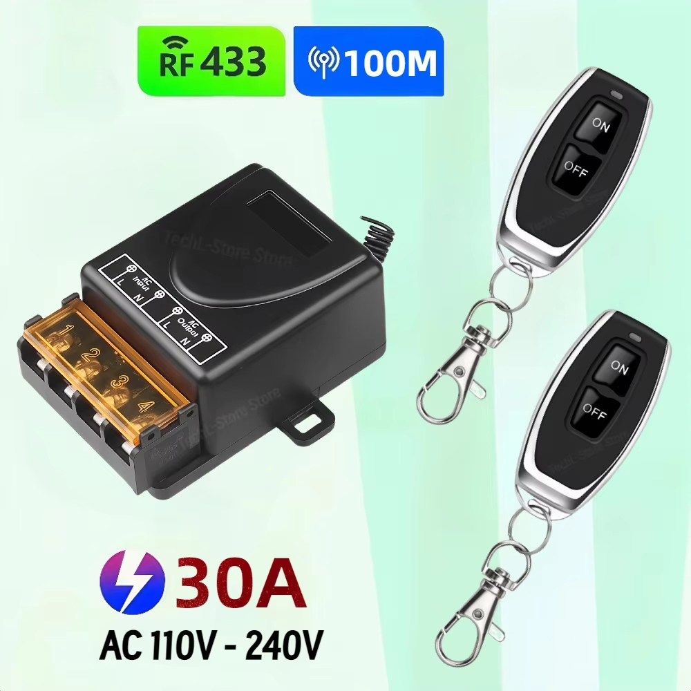 AliExpress AC 220V 30A Relay Universal Remote Control Switch 433mhz Wireless Switch and On Off Transmitter for Light Lamp Water Pump Door