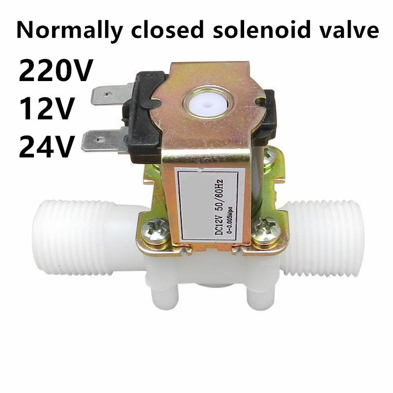 AliExpress AC 220V DC 12V 24V 1/2" 3/4" Plastic Electric Normally Closed Solenoid Valve Magnetic Water Air Pressure Controller Switch