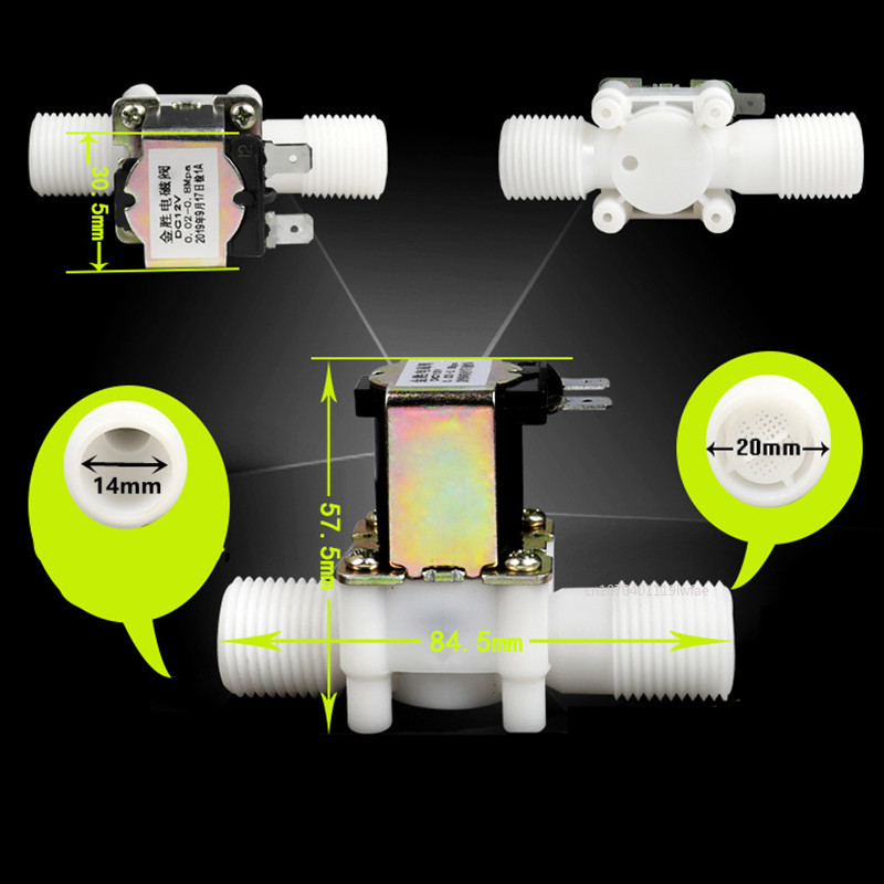 AliExpress AC 220V DC 12V 24V 1/2" 3/4" Plastic Electric Normally Closed Solenoid Valve Magnetic Water Air Pressure Controller Switch, view 2