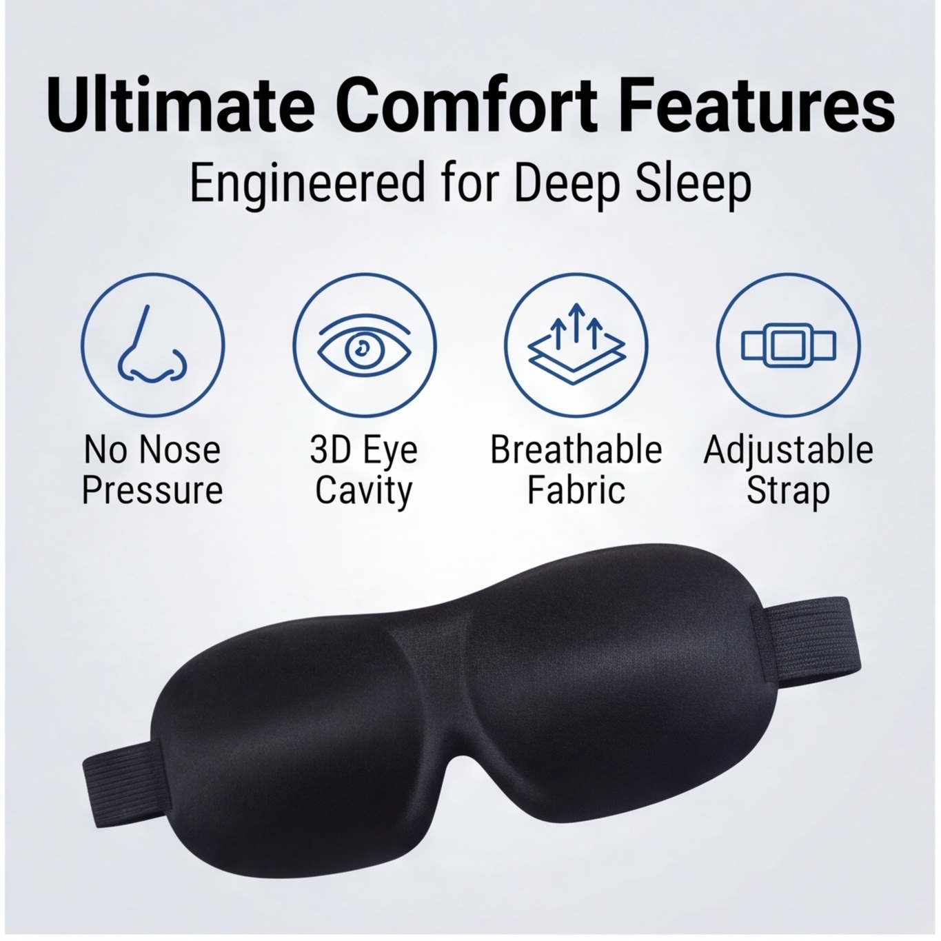 AliExpress Adjustable 3D Sleep Mask – Breathable & Light-Blocking Design, Allows Airflow, Unisex Fit for Daily Use