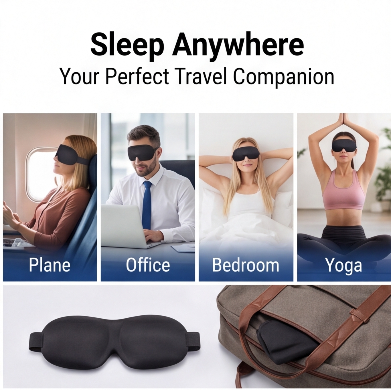 AliExpress Adjustable 3D Sleep Mask – Breathable & Light-Blocking Design, Allows Airflow, Unisex Fit for Daily Use, view 5
