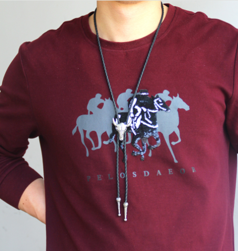 AliExpress Western Bull Head Bolo Tie Necklace, view 6