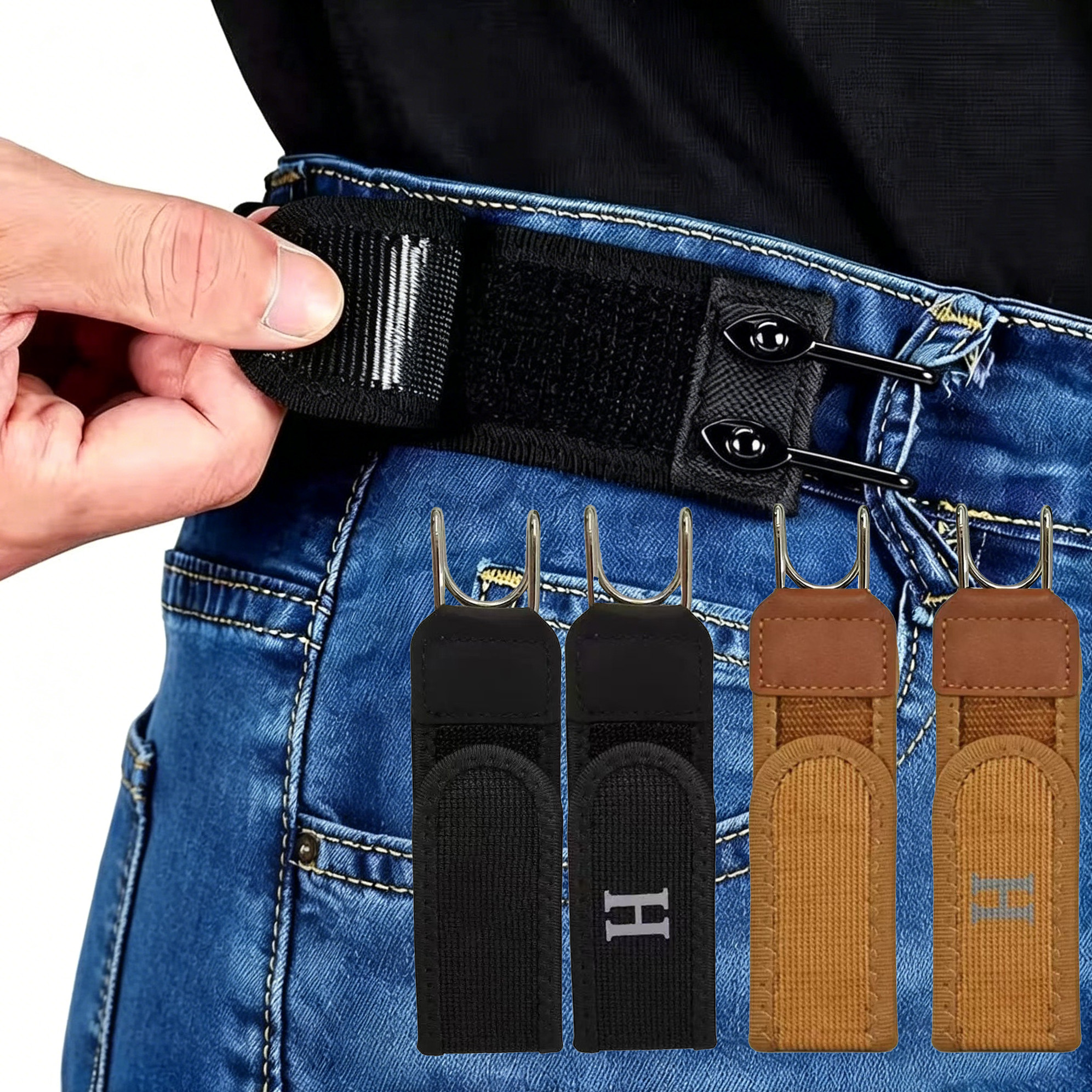 AliExpress Adjustable Elastic Waistband Buckle with Magic Tape & Metal Hooks