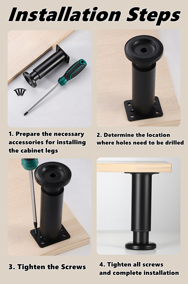 AliExpress Adjustable Height Furniture Support Legs for Bed Frame, Metal Adjustable Furniture Legs for Bed/Sofa/Cabinet/Couch/Table, view 4