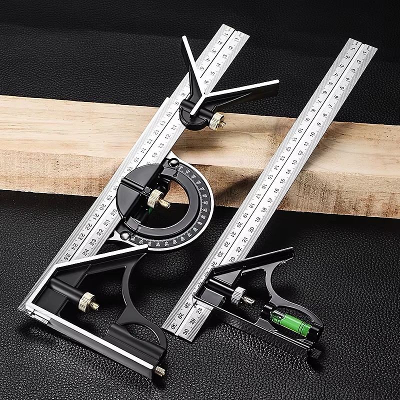 AliExpress Adjustable Sliding Combination Square Ruler, Metal Ruler Framing Square T Ruler Carpentry Woodworking Measure Tools
