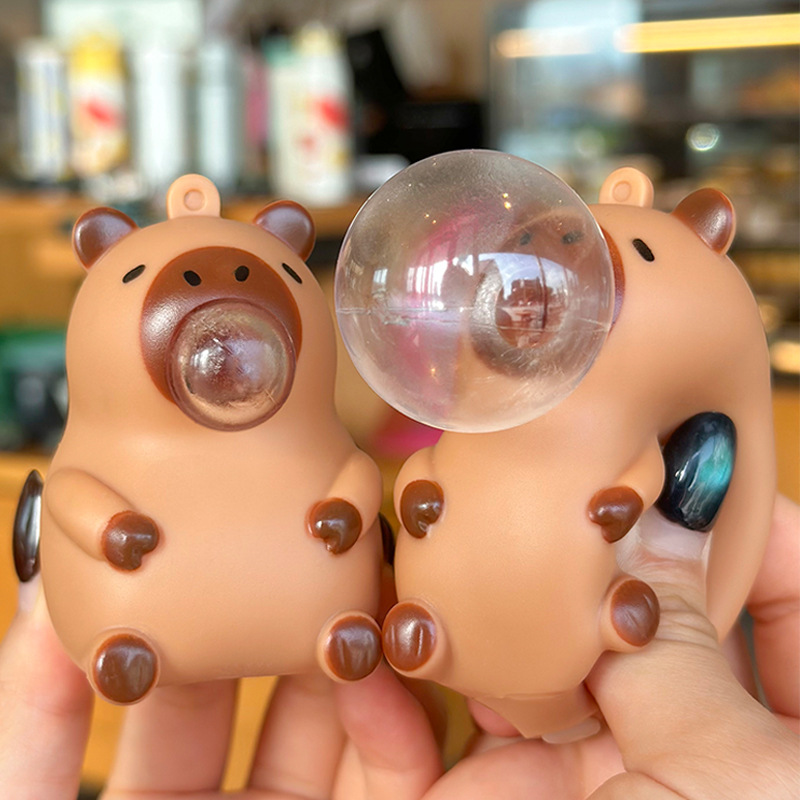 AliExpress Adorable Capybara Keychain Squishy, Blowing Bubble Slow Rebound Stress Toy, Cute Animal Backpack Charm Pendant, Funny Fidget Figurine for Kids Birthday Gift