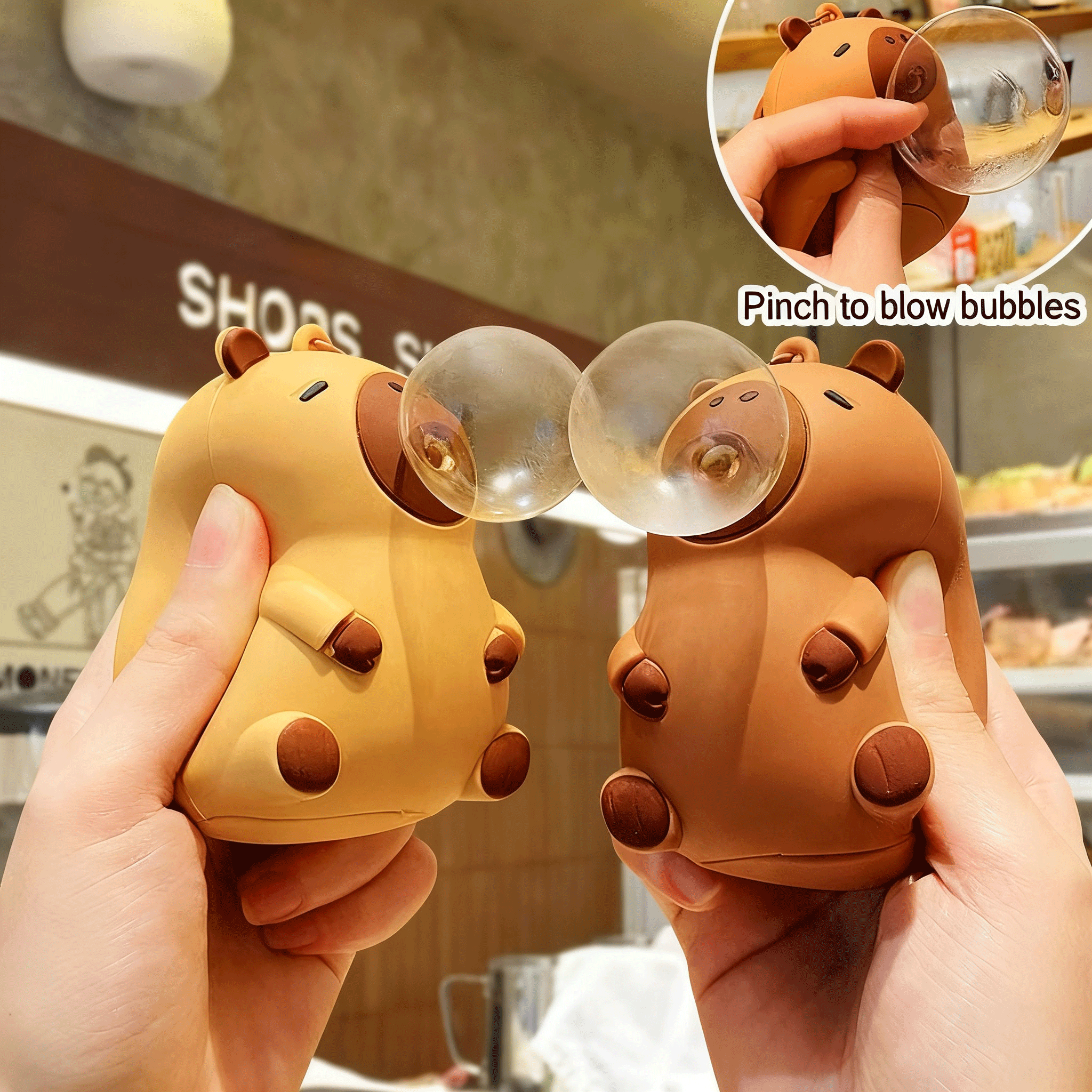 AliExpress Adorable Capybara Keychain Squishy, Blowing Bubble Slow Rebound Stress Toy, Cute Animal Backpack Charm Pendant, Funny Fidget Figurine for Kids Birthday Gift, view 2