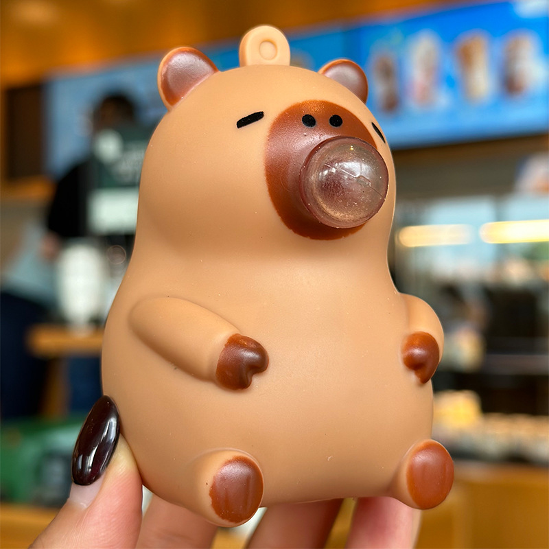 AliExpress Adorable Capybara Keychain Squishy, Blowing Bubble Slow Rebound Stress Toy, Cute Animal Backpack Charm Pendant, Funny Fidget Figurine for Kids Birthday Gift, view 4