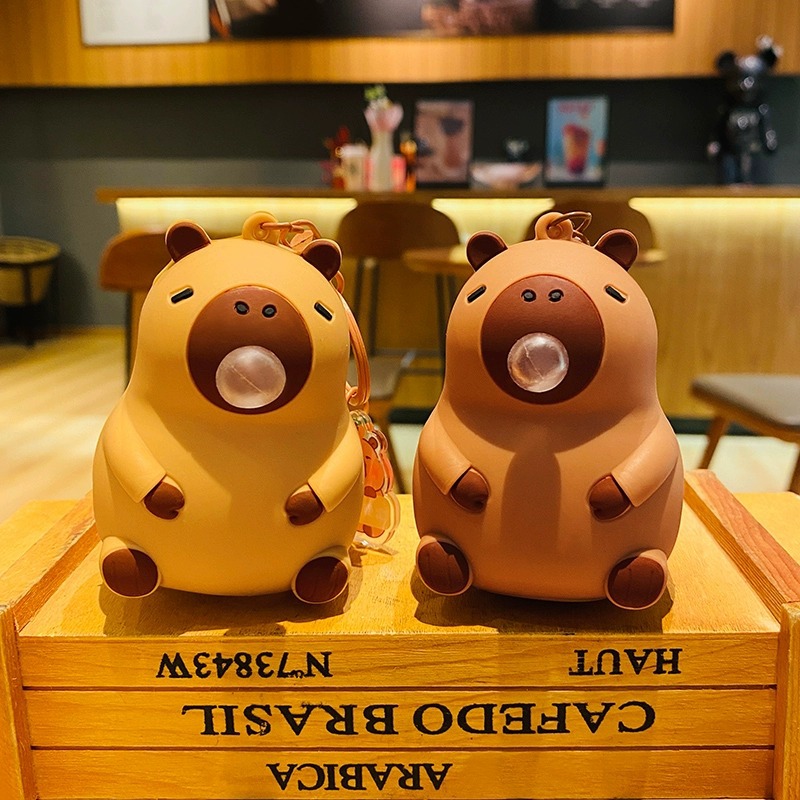 AliExpress Adorable Capybara Keychain Squishy, Blowing Bubble Slow Rebound Stress Toy, Cute Animal Backpack Charm Pendant, Funny Fidget Figurine for Kids Birthday Gift, view 5