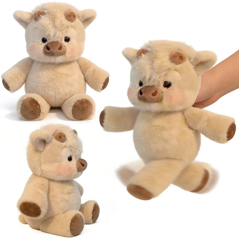AliExpress Adorable Highland Cattle Plush Toy 40cm - Huggable Running Cow Stuffed Animal Made with Premium Soft Fabric, Soothing Companion, view 3
