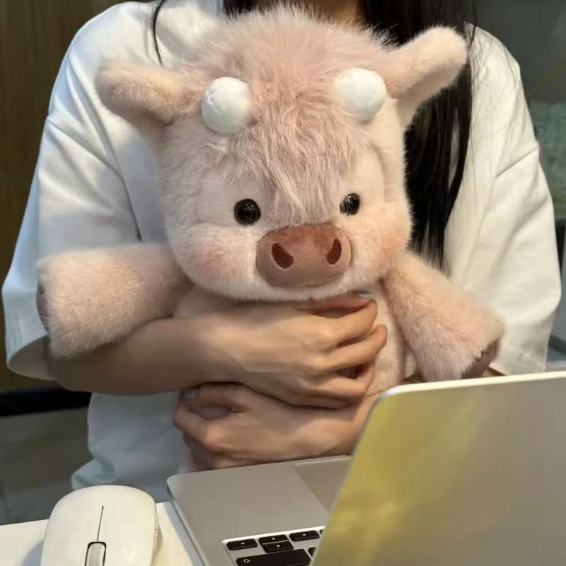 AliExpress Adorable Highland Cattle Plush Toy 45cm - Huggable Running Cow Stuffed Animal Made with Premium Soft Fabric, Soothing Companion, view 3