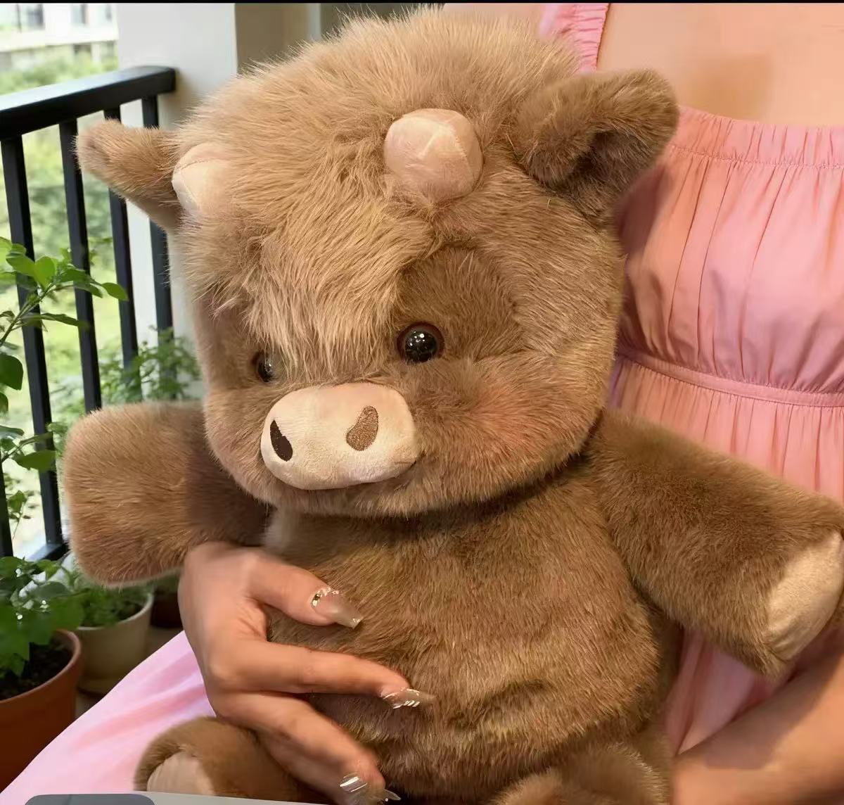 AliExpress Adorable Highland Cattle Plush Toy 45cm - Huggable Running Cow Stuffed Animal Made with Premium Soft Fabric, Soothing Companion, view 5
