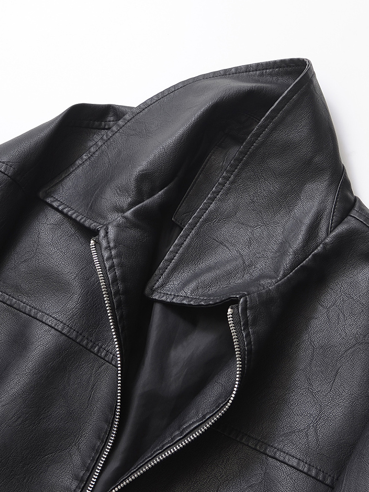 AliExpress Ailegogo Streetwear Women Retro Loose Short Pu Faux Leather Jacket Spring Autumn Female Zipper Coat Vintage Moto Biker Outwear, view 2