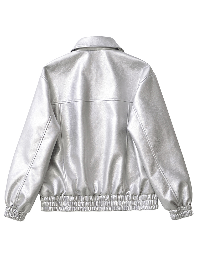 AliExpress Ailegogo Streetwear Women Retro Loose Short Pu Faux Leather Jacket Spring Autumn Female Zipper Coat Vintage Moto Biker Outwear, view 5