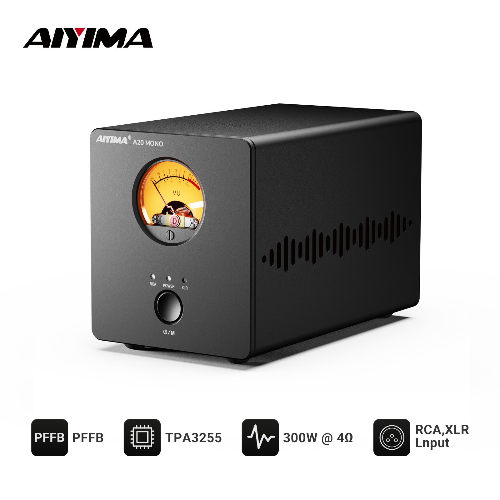 AliExpress AIYIMA A20 MONO PFFB TPA3255 Power Amplifier 300W Class D MONO Amp XLR RCA TRS Input Sub Out HPF Home Audio 12V Trigger VU Meter