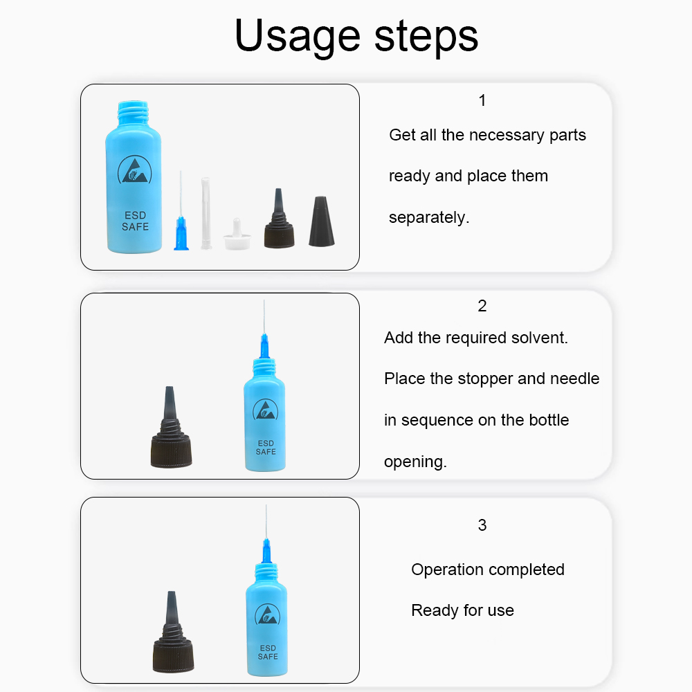 AliExpress Alcohol bottle dispensing rosin washing plate water anti-static solvent bottle with needle 65ML leak-proof mobile phone repair, view 4
