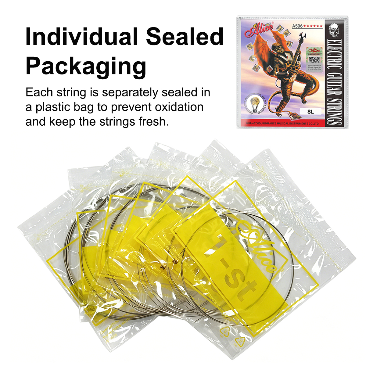 AliExpress Alice 1 Set A506-L / A506-SL Electric Guitar Strings – Super Light 009-042, Nickel Plated Alloy Wound, Steel Core, for Beginners, view 4