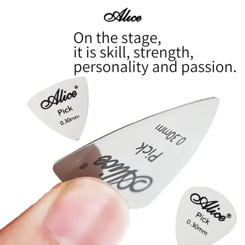 AliExpress Alice 10Pcs Stainless Steel Metal Guitar Pick 0.3mm/Bright Vibrant Sounds Long Lasting Durable /for Bass & Ukelele Accessories