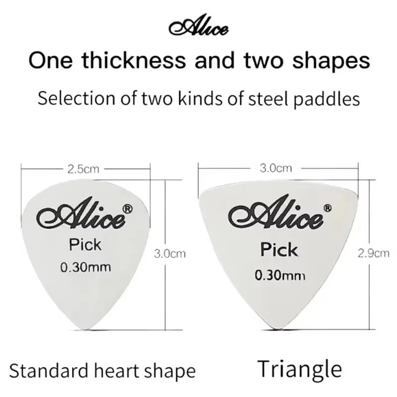 AliExpress Alice 10Pcs Stainless Steel Metal Guitar Pick 0.3mm/Bright Vibrant Sounds Long Lasting Durable /for Bass & Ukelele Accessories, view 2