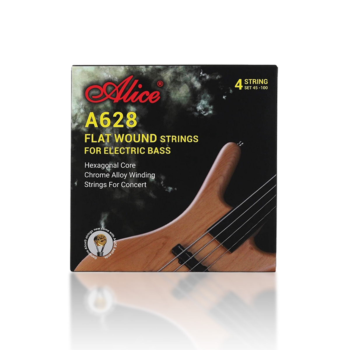 AliExpress Alice A628-M Fretless Bass Strings – 45/65/80/100, Chrome Alloy Winding,Hex Steel Core, Smooth&Warm, for 4-String Electric Bass