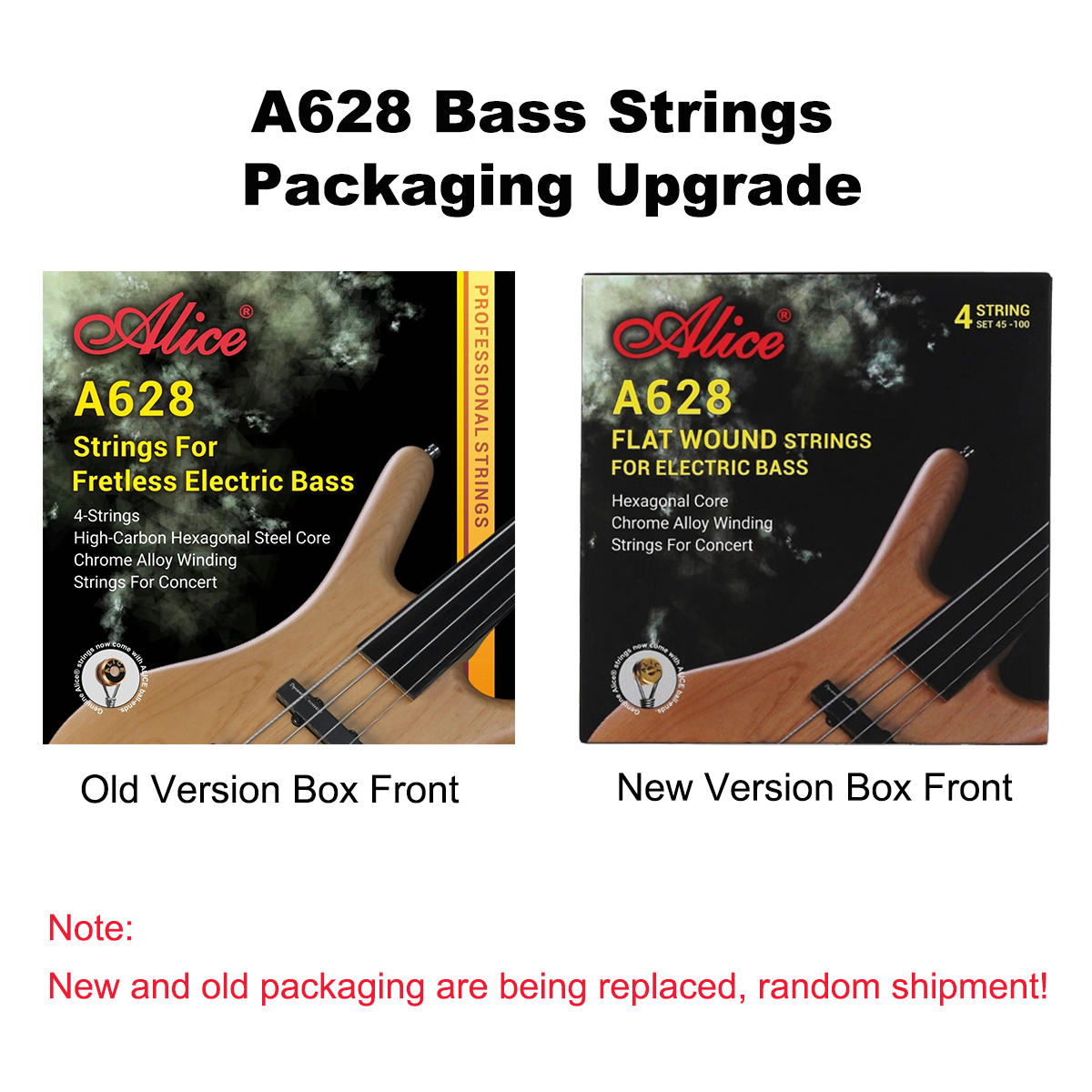 AliExpress Alice A628-M Fretless Bass Strings – 45/65/80/100, Chrome Alloy Winding,Hex Steel Core, Smooth&Warm, for 4-String Electric Bass, view 3