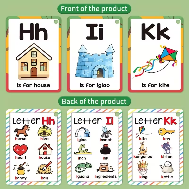 AliExpress Alphabet Phonics Flash Cards for Toddlers Kids - English Letter Learning Educational Toys Preschool ABC Vocabulary Flashcards, view 4