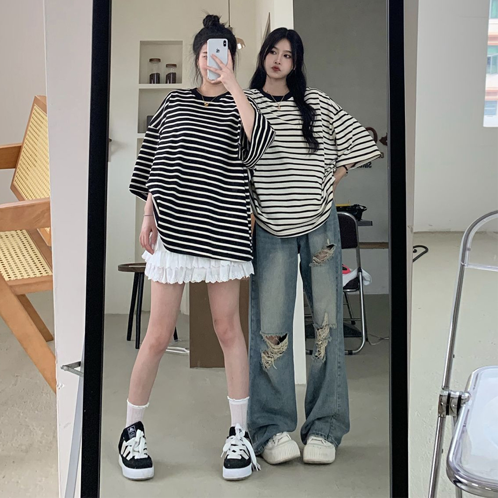 AliExpress American Retro Hole-punched Jeans Women High Waist Straight-crotch Loose Slim Design High-street Vibe Wide-legged Dragging Pants, view 6