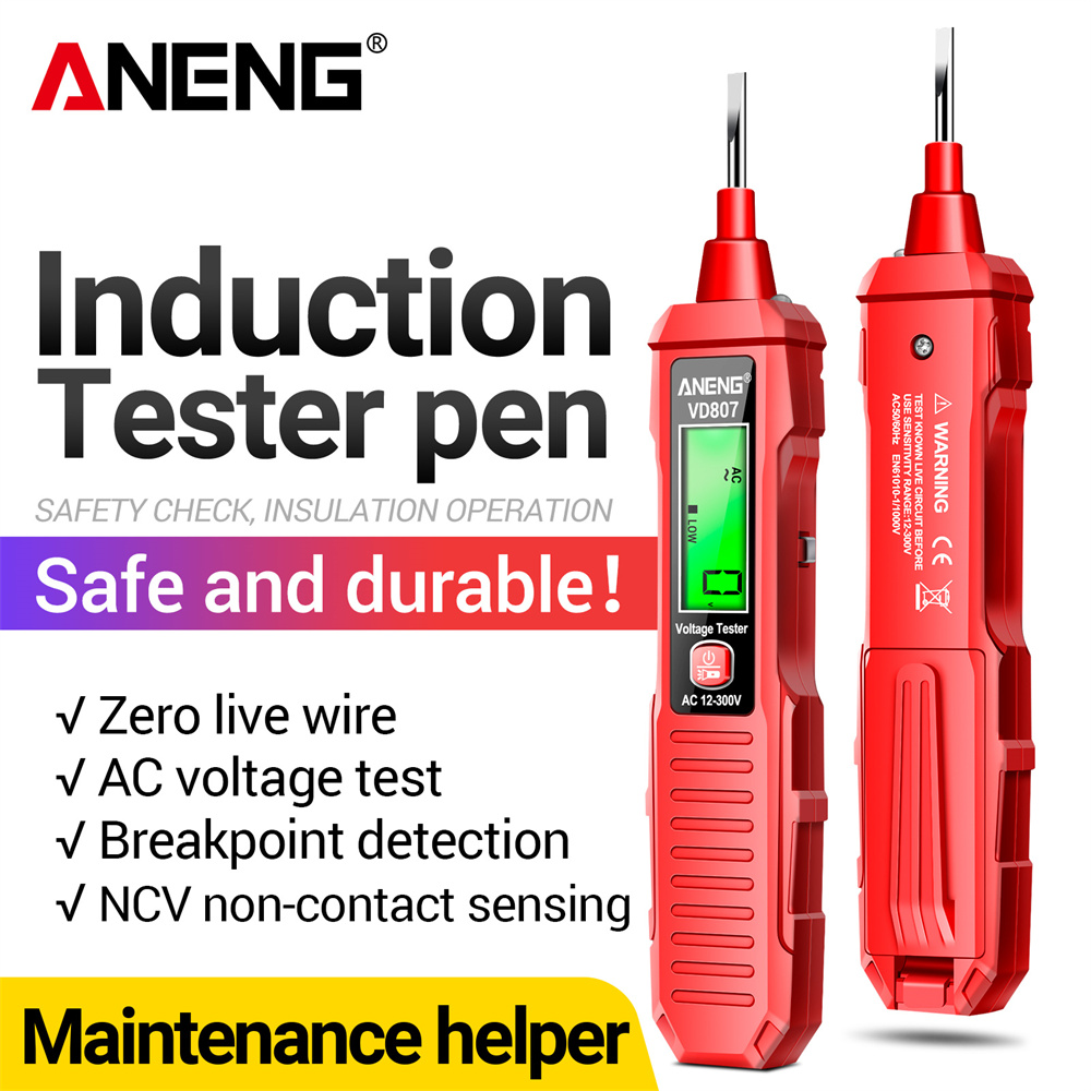 AliExpress ANENG VD807 One-word Induction Tester Portable 50/60Hz Smart Electric Pen NCV Sensor AC 12-300V Non-contact Wire Detector Tools