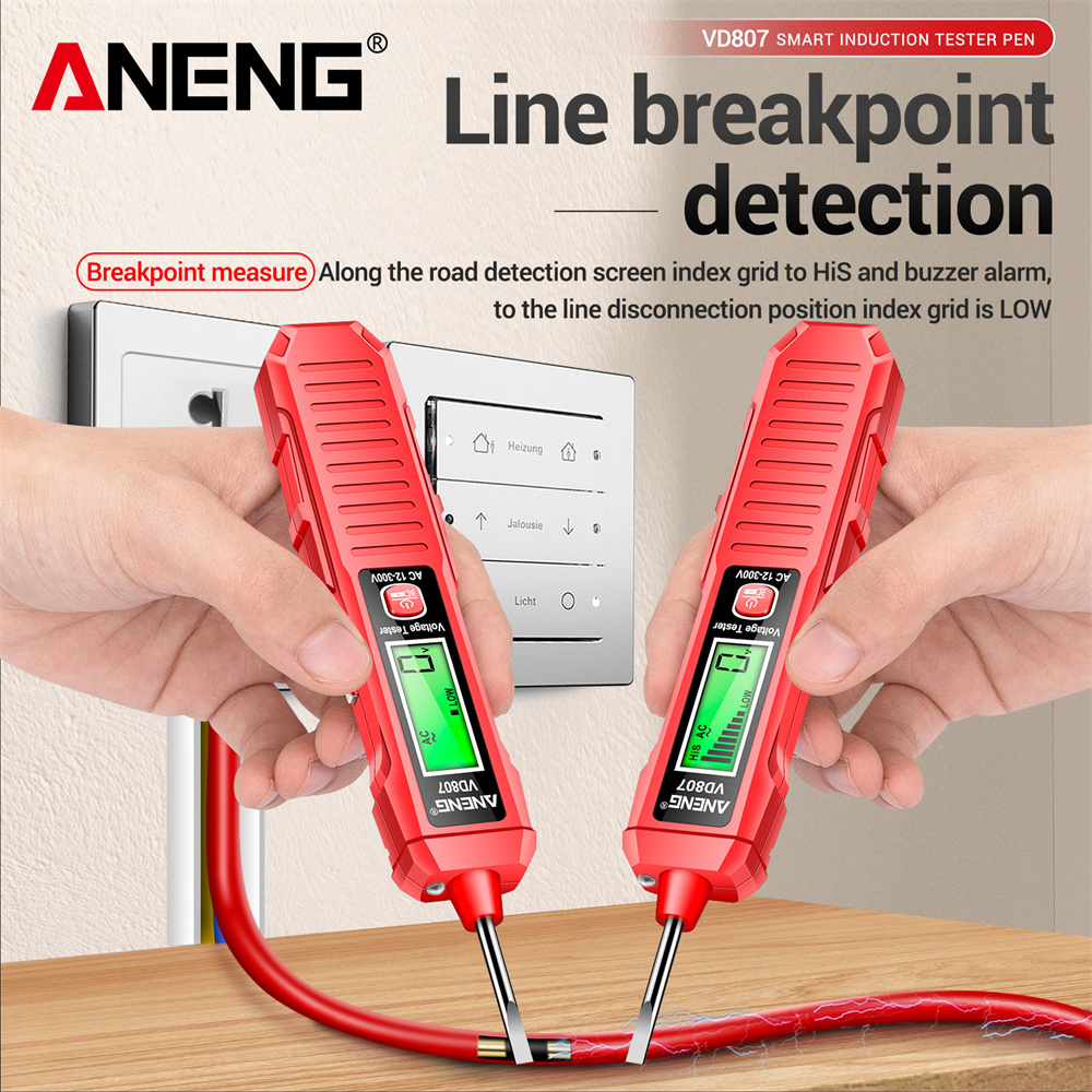 AliExpress ANENG VD807 One-word Induction Tester Portable 50/60Hz Smart Electric Pen NCV Sensor AC 12-300V Non-contact Wire Detector Tools, view 4