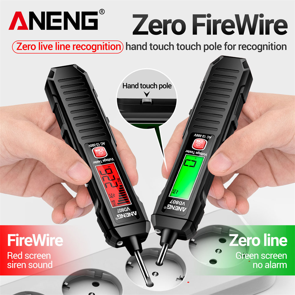 AliExpress ANENG VD807 One-word Induction Tester Portable 50/60Hz Smart Electric Pen NCV Sensor AC 12-300V Non-contact Wire Detector Tools, view 5