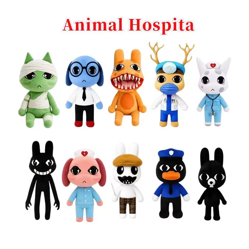 AliExpress Animal Hospital Plush Toy Set with Cat Dog Penguin & Bunny - Horror Game Anomaly Features Birthday Gift for Kids Hospital Access