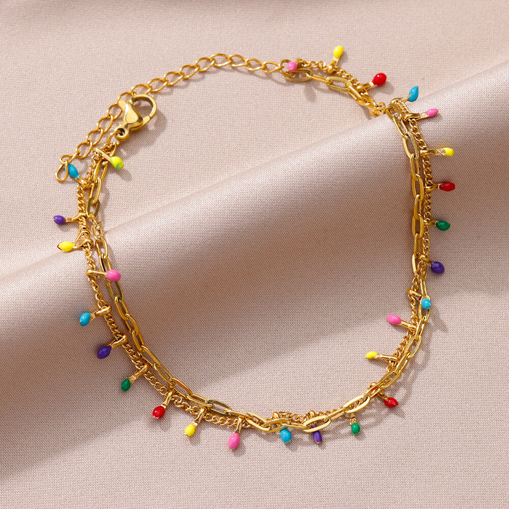 AliExpress Gold-Tone Pearl Chain Stainless Steel Anklet, view 4