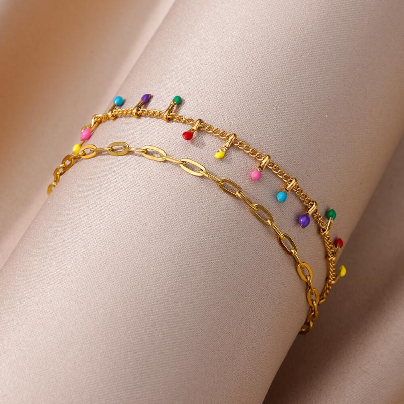 AliExpress Gold-Tone Pearl Chain Stainless Steel Anklet, view 5