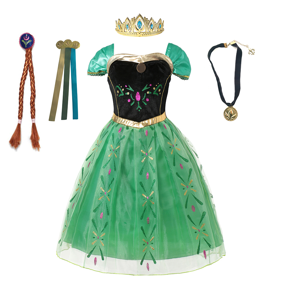 AliExpress Anna Costume For Kids Girl Fancy Birthday Party Gown Princess Dress Carnival Party Children Clothing Full Printing Vestidos, view 2