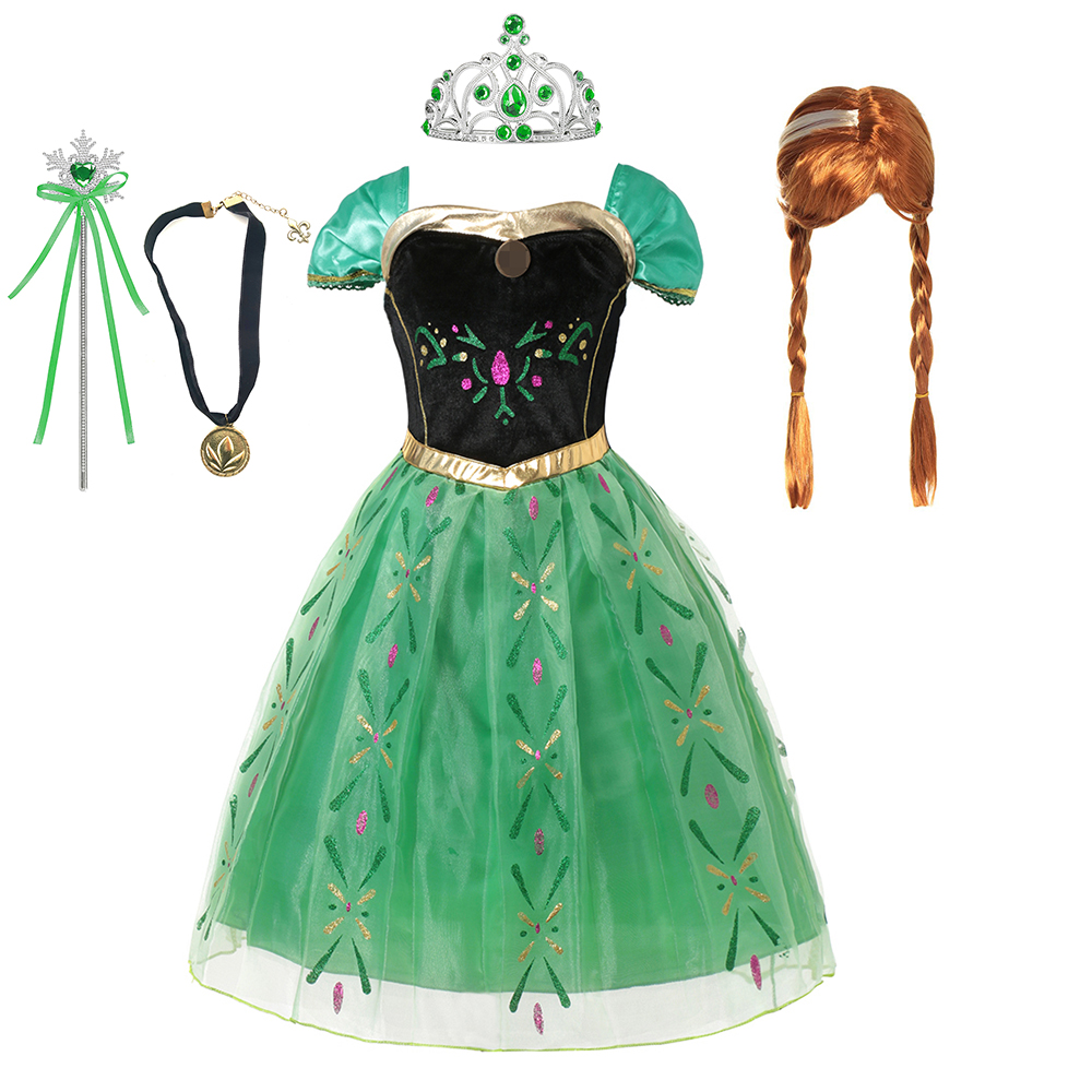 AliExpress Anna Costume For Kids Girl Fancy Birthday Party Gown Princess Dress Carnival Party Children Clothing Full Printing Vestidos, view 4