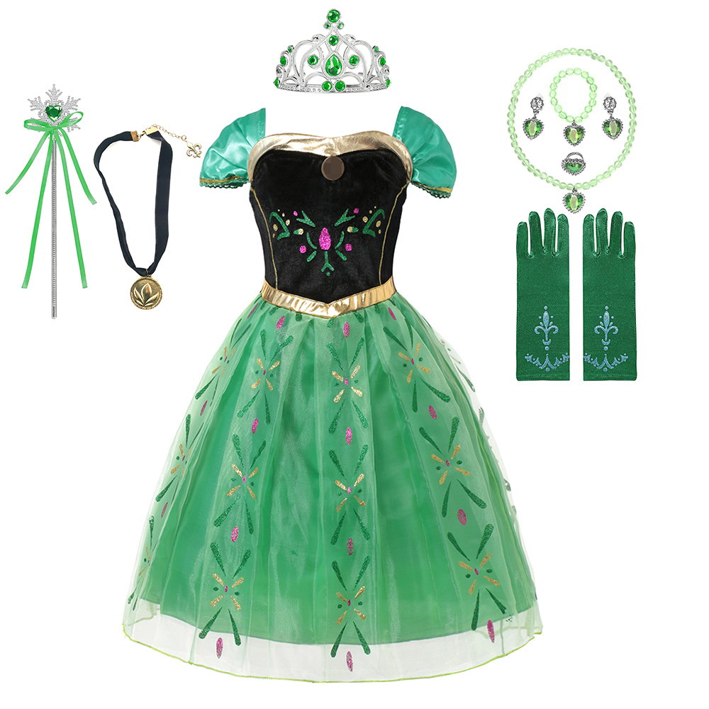 AliExpress Anna Costume For Kids Girl Fancy Birthday Party Gown Princess Dress Carnival Party Children Clothing Full Printing Vestidos, view 5