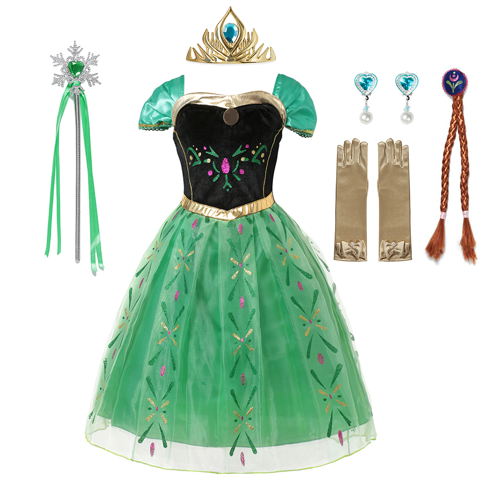 AliExpress Anna Costume For Kids Girl Fancy Birthday Party Gown Princess Dress Carnival Party Children Clothing Full Printing Vestidos, view 3